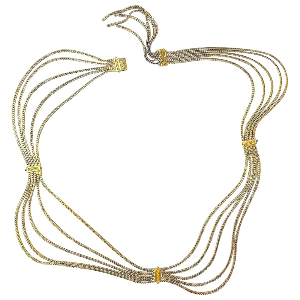 Vintage Christian Dior Gold Multi Strand Logo Medallion Curb Link Belly Chain - Picture 10 of 16